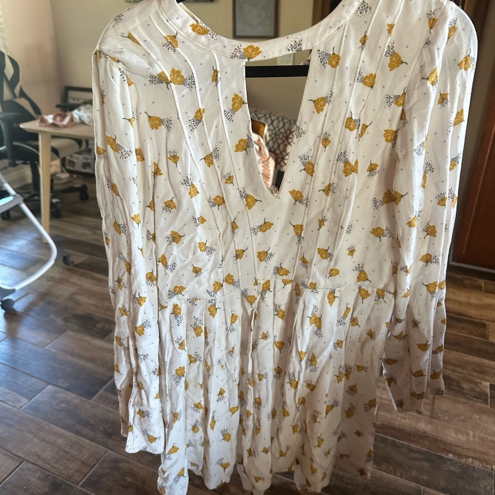 Floral White and Yellow Dress